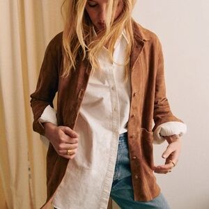 Sezane Will Jacket in Camel Suede